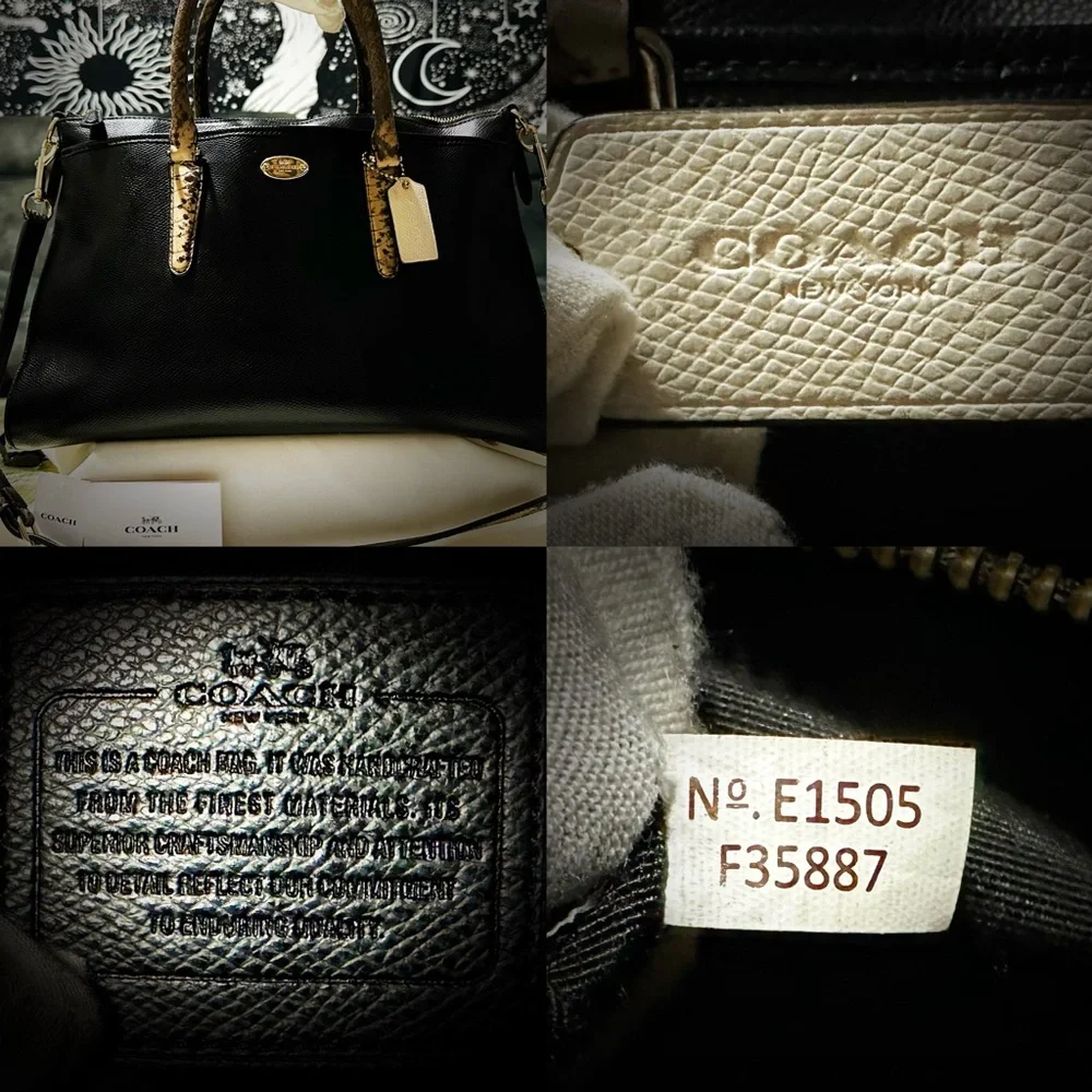 Vintage style Y2K Coach Black Satchel with Brown Accents tote shoulder bag - Picture 8 of 17